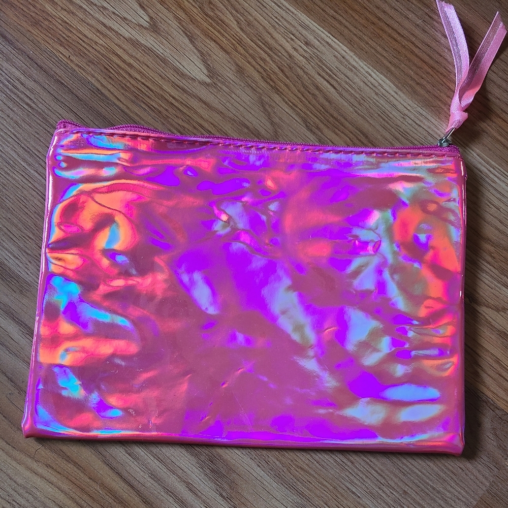 🦩3/$30 Pink Holographic BTS Makeup Bag NWOT - Picture 2 of 3